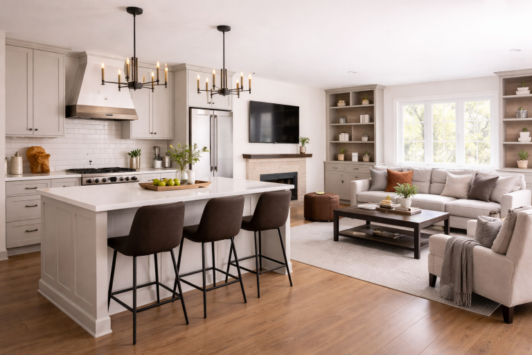 Kitchen organized for both short visits and extended stays.